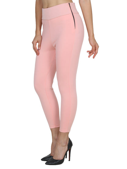 Pink Solid Jeggings