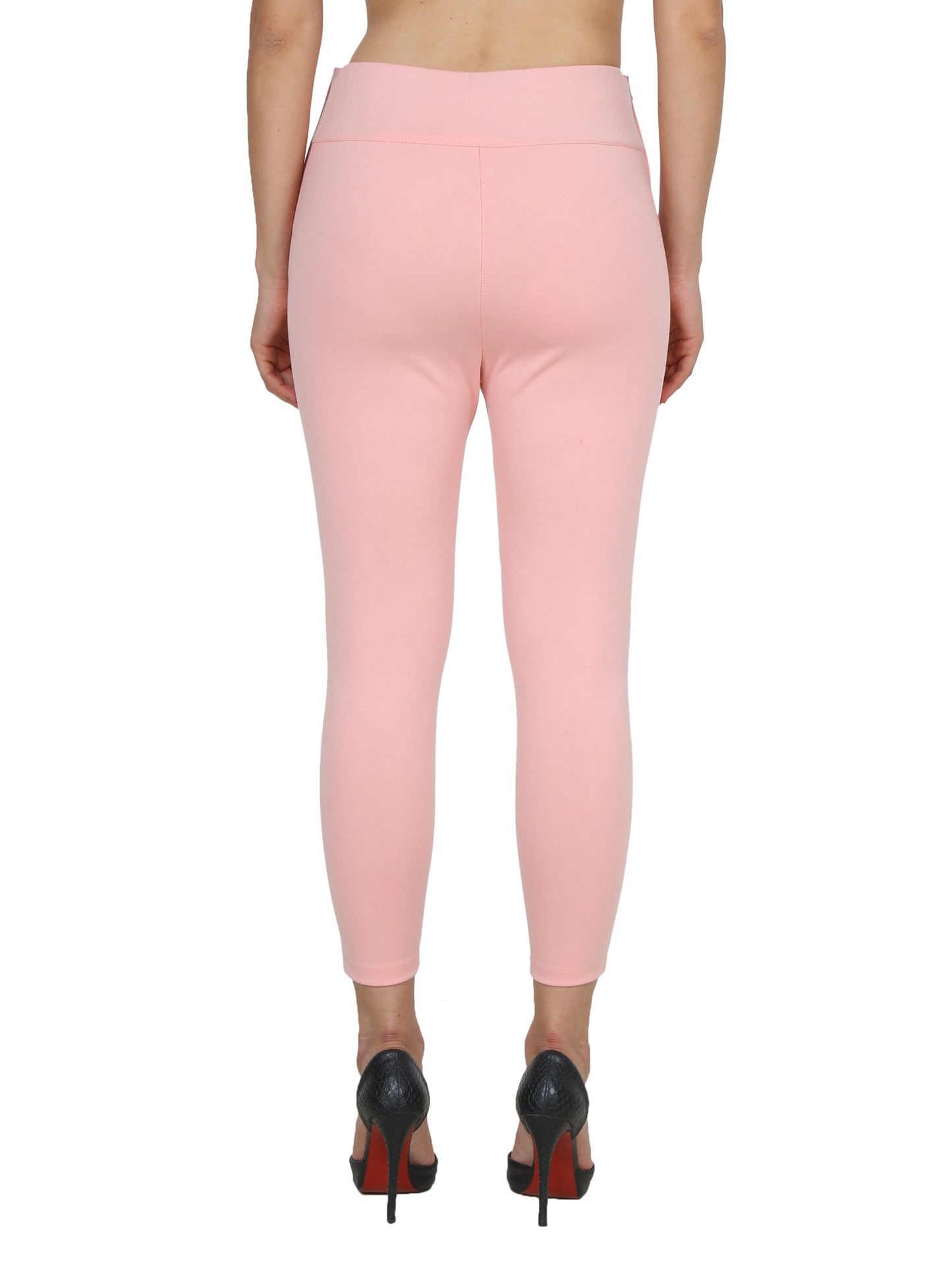 Pink Solid Jeggings