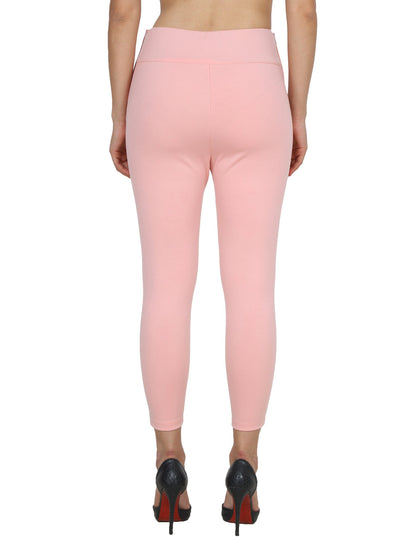 Pink Solid Jeggings
