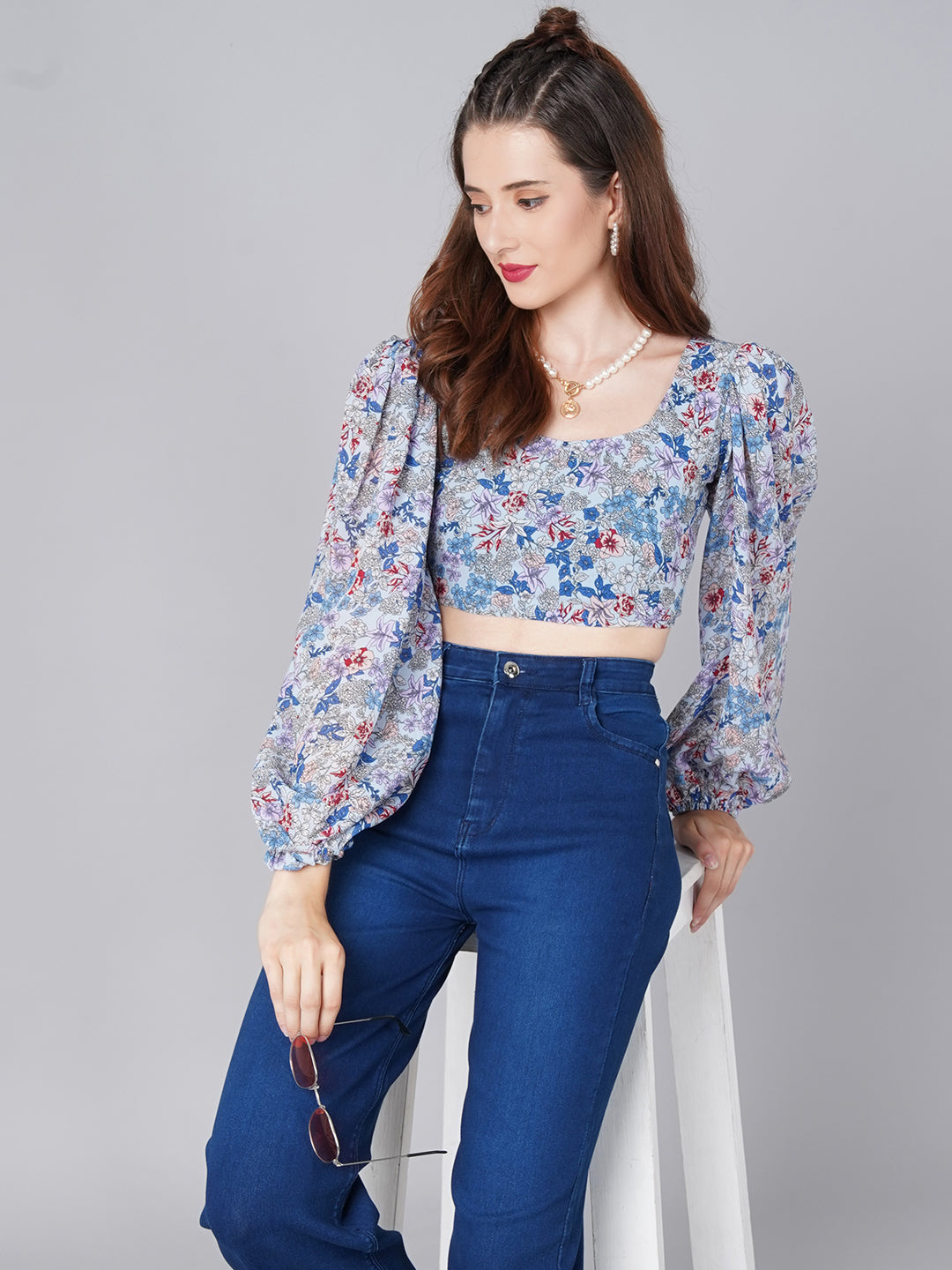 Blue Printed Top