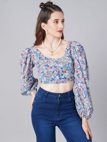 Blue Printed Top