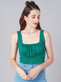 Green Square Neck Top
