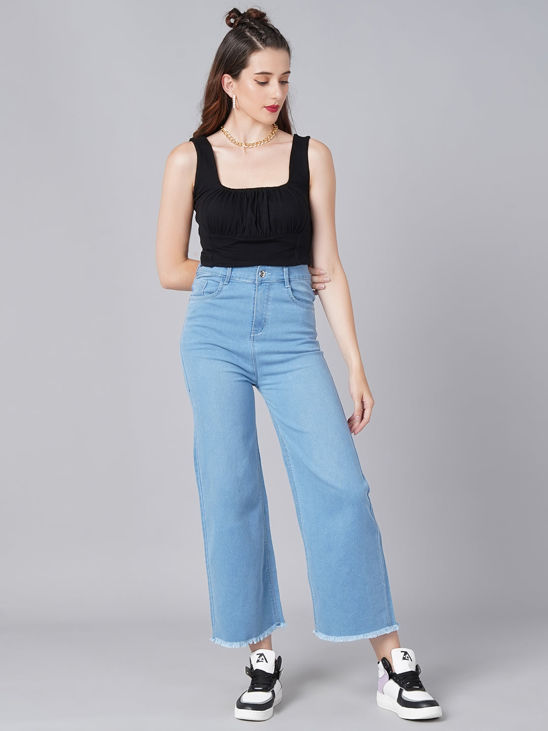 Black Square Neck Top