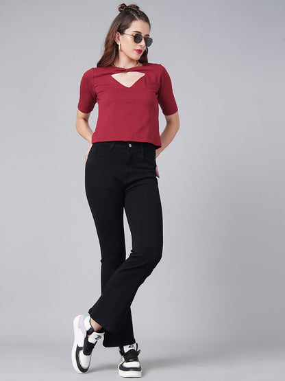 Maroon Cut Top