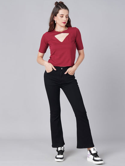 Maroon Cut Top