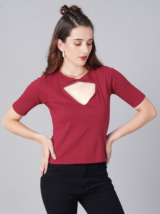 Maroon Cut Top