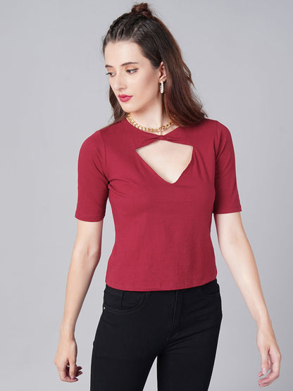 Maroon Cut Top