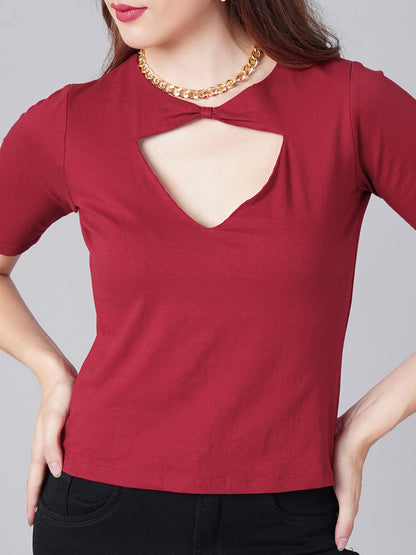 Maroon Cut Top