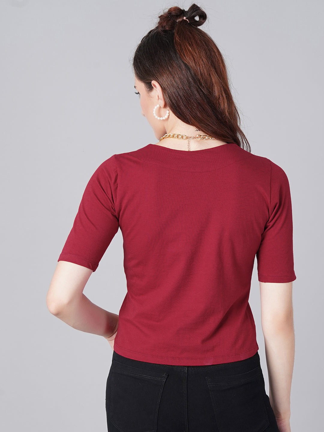 Maroon Cut Top