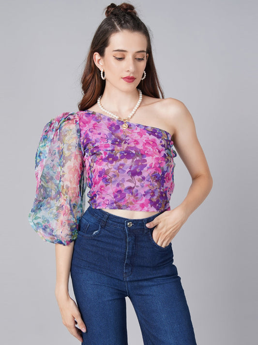 Designer Purple Print Top