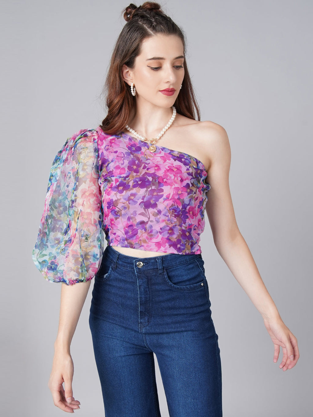 Designer Purple Print Top