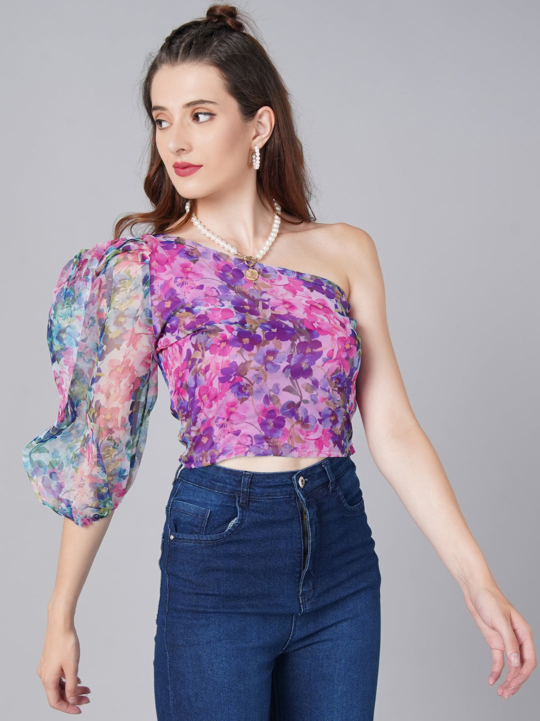 Designer Purple Print Top