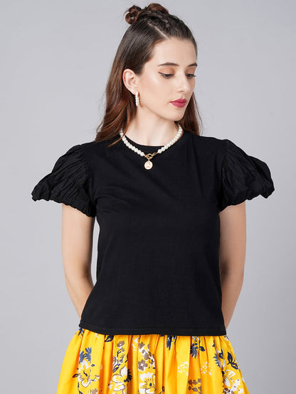 Designer Solid Black Top