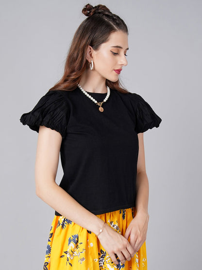 Designer Solid Black Top