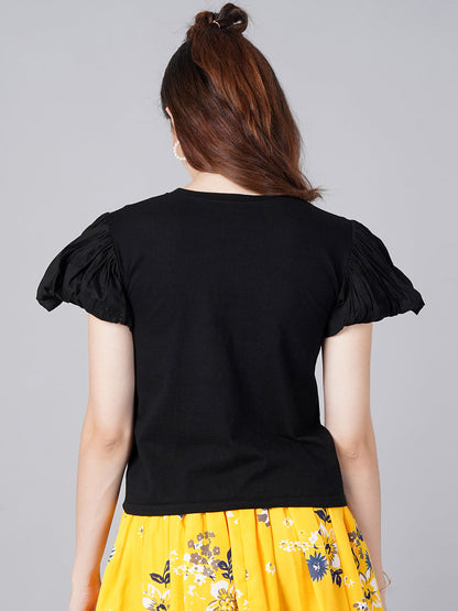 Designer Solid Black Top