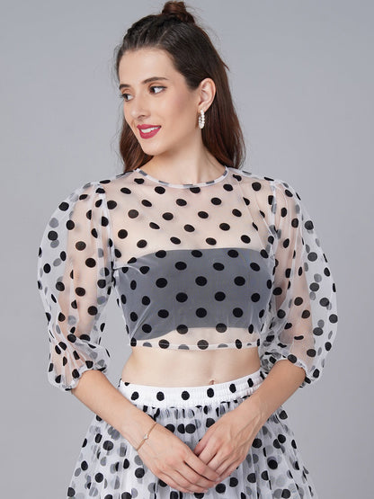 Organza Polka Puff Top