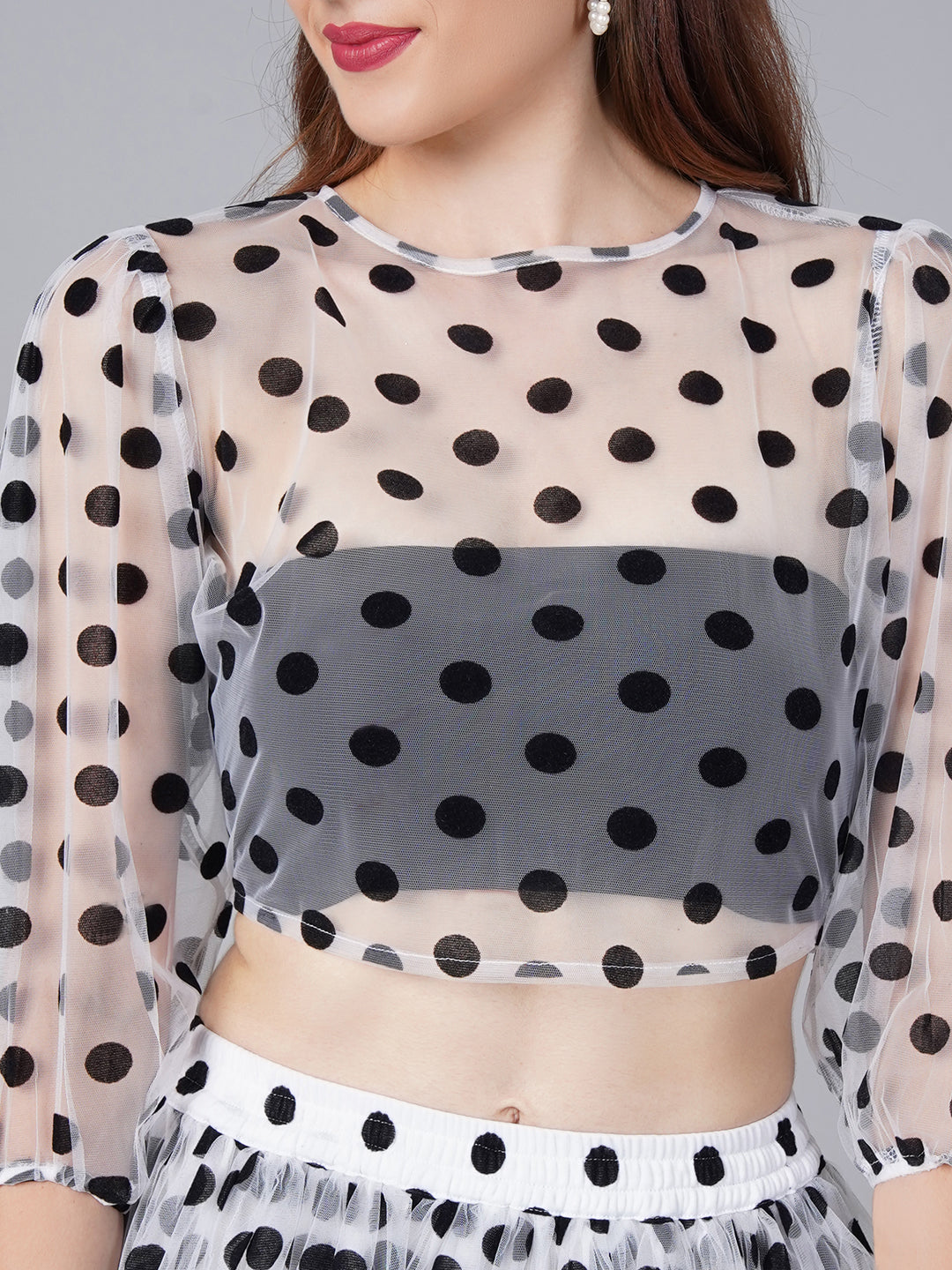 Organza Polka Puff Top