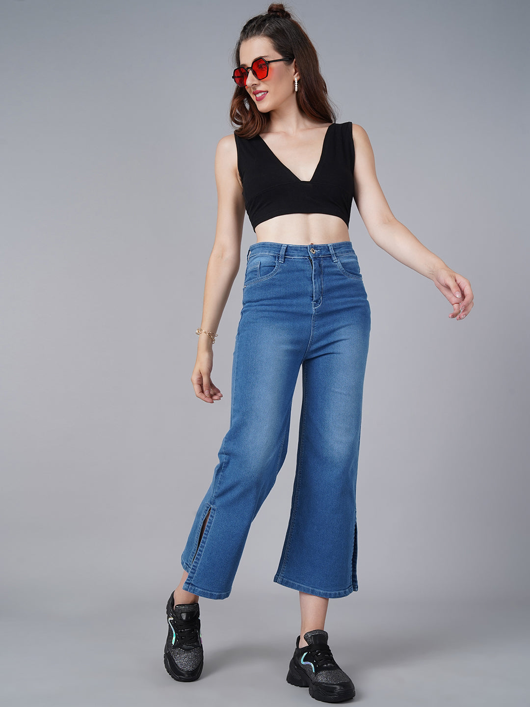 Deep Neck Black Top
