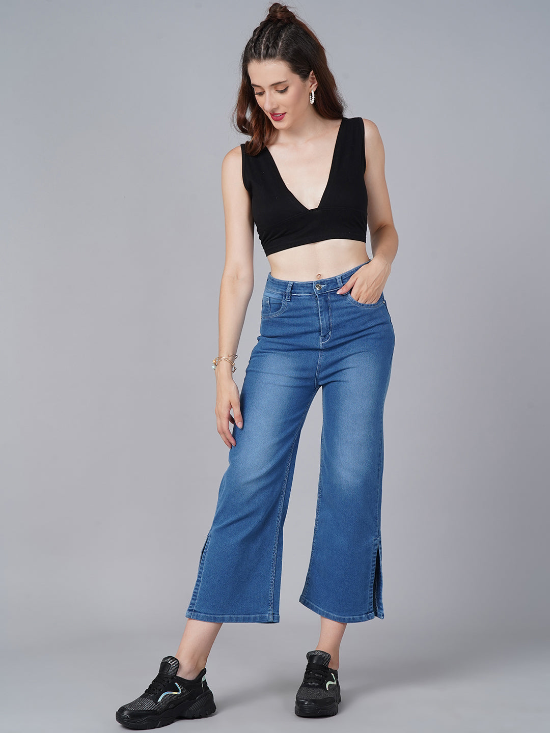 Deep Neck Black Top