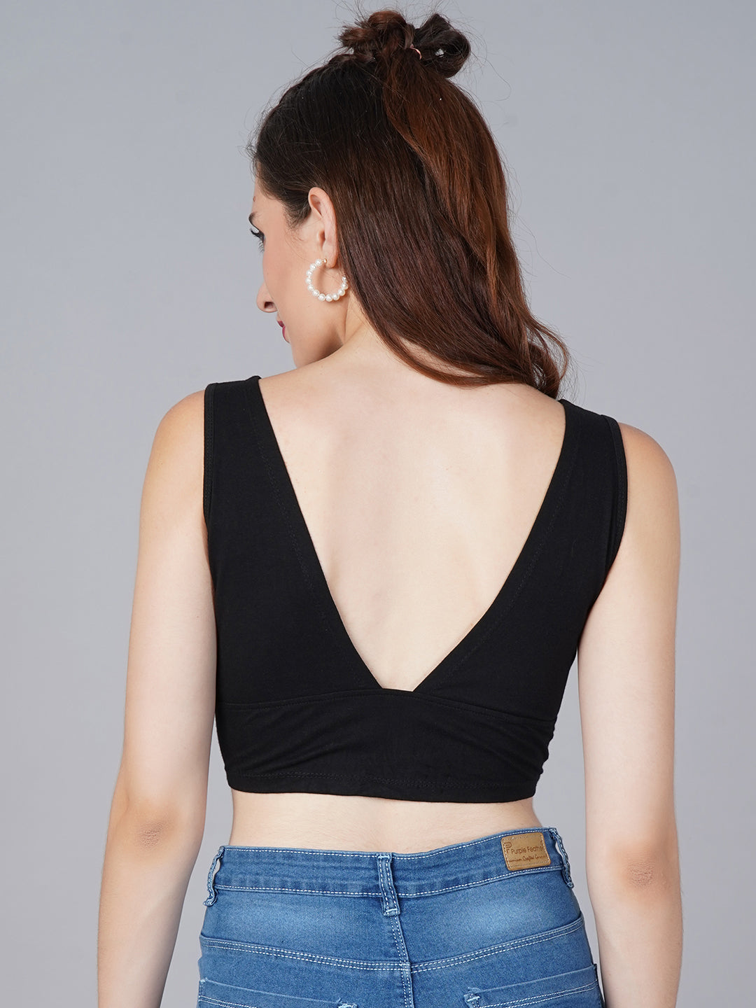 Deep Neck Black Top