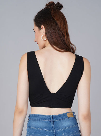 Deep Neck Black Top