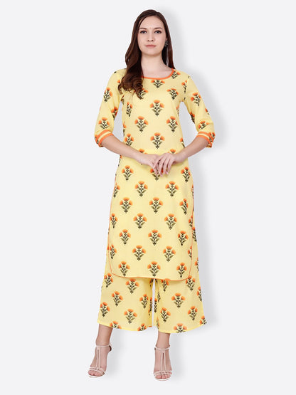 SCORPIUS YELLOW PRINTED KURTA
