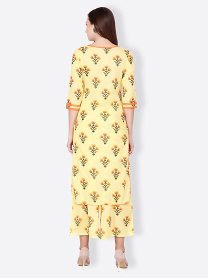 SCORPIUS YELLOW PRINTED KURTA