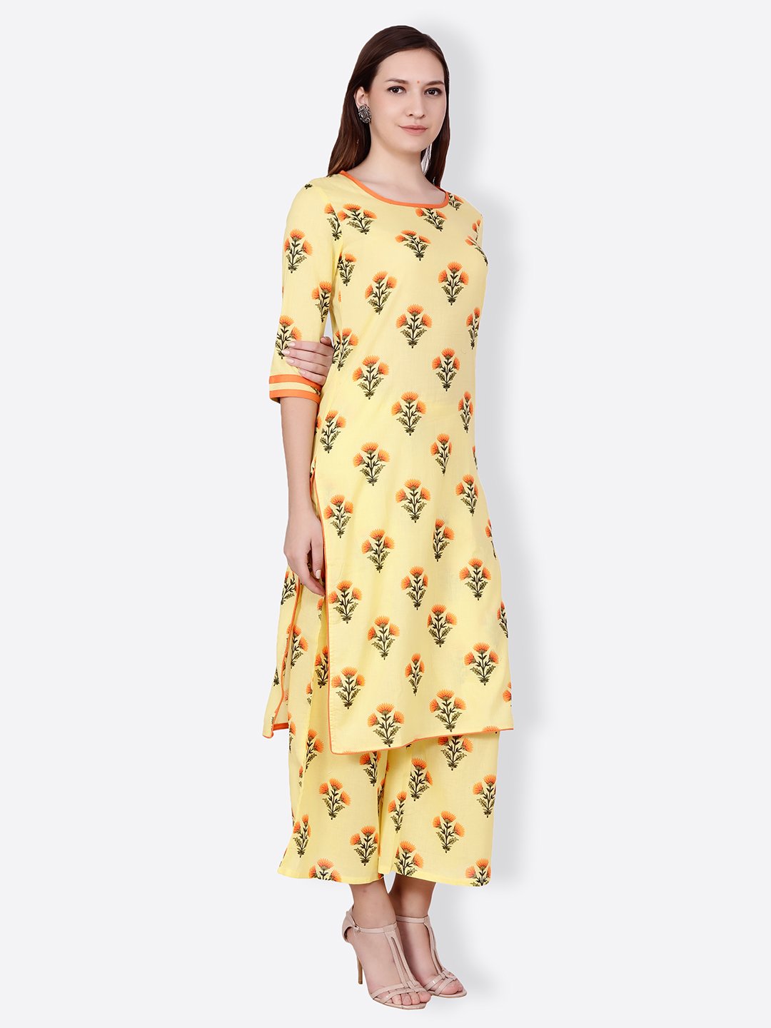 SCORPIUS YELLOW PRINTED KURTA