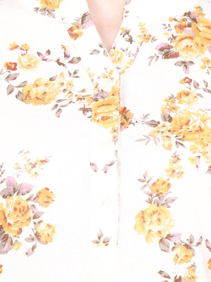 SCORPIUS WHITE YELLOW FLORAL KURTA