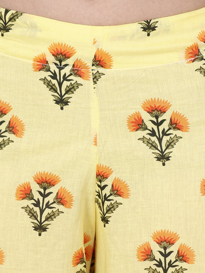 SCORPIUS YELLOW PRINTED KURTA SET
