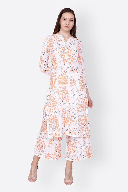 SCORPIUS ORANGE PRINTED KURTA SET