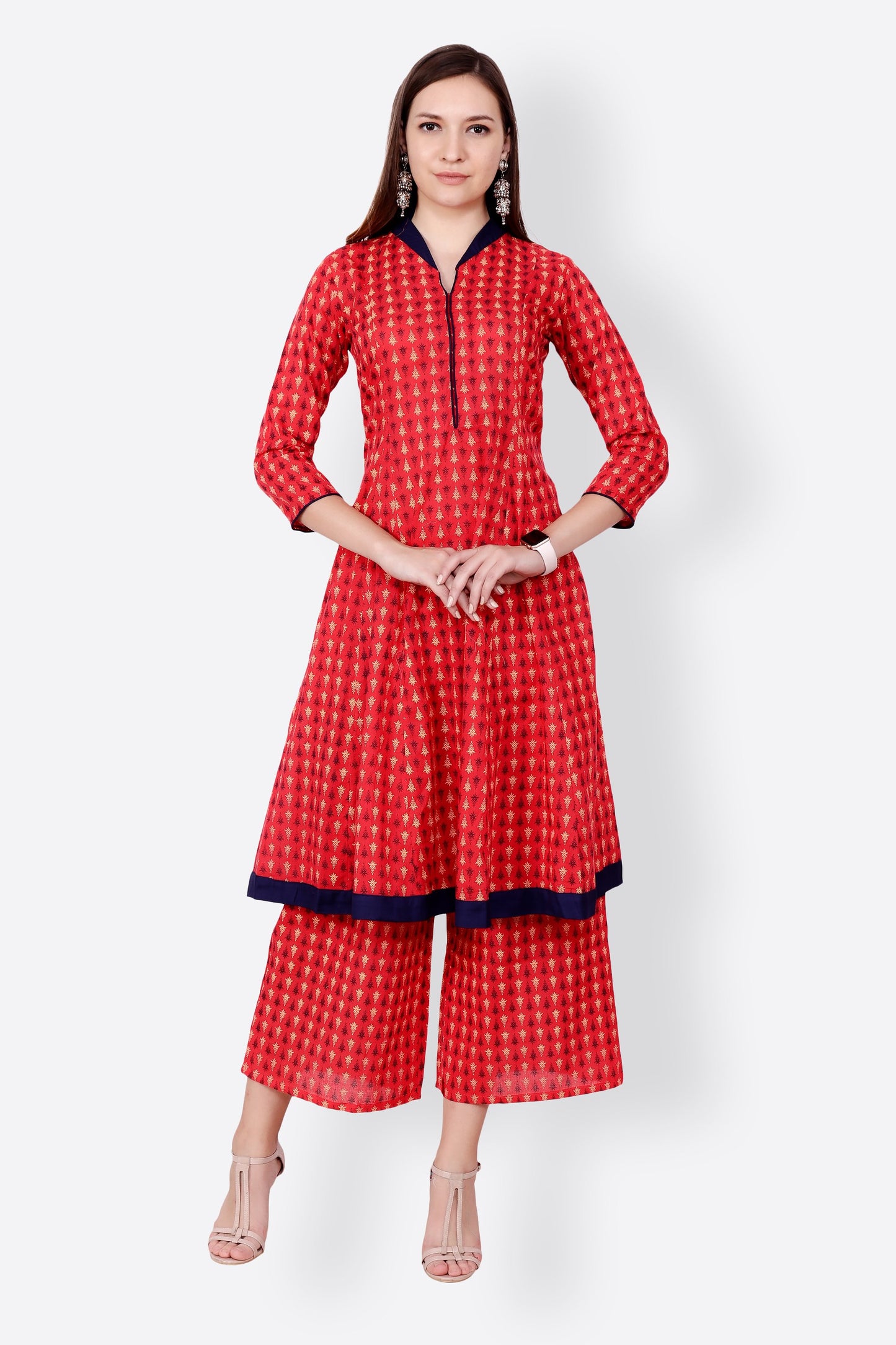 SCORPIUS RED PRINTED KURTA SET