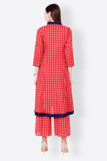SCORPIUS RED PRINTED KURTA SET