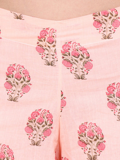 SCORPIUS PEACH PRINTED KURTA SET