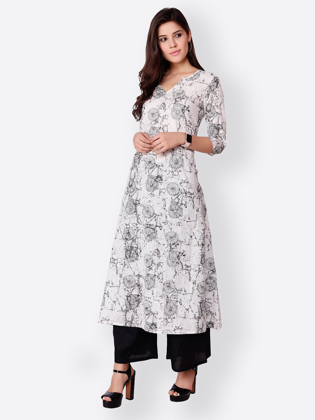 SCORPIUS WHITE PRINTED KURTA