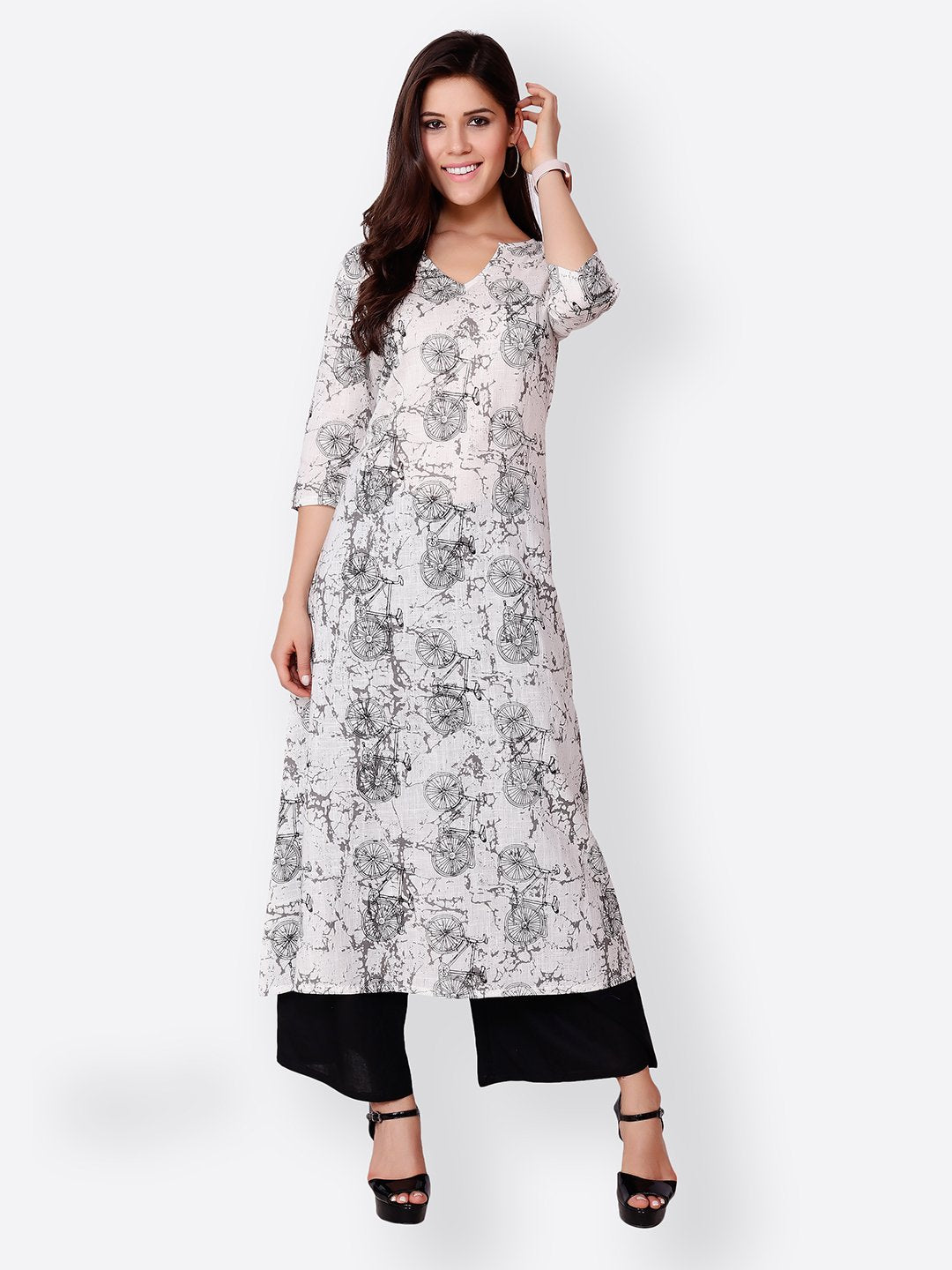 SCORPIUS WHITE PRINTED KURTA