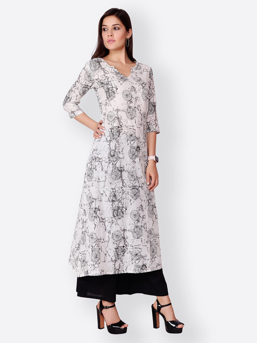 SCORPIUS WHITE PRINTED KURTA