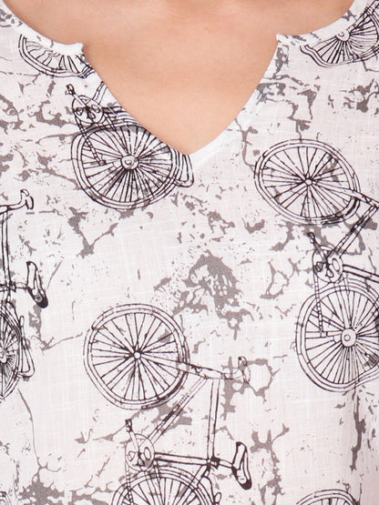 SCORPIUS WHITE PRINTED KURTA