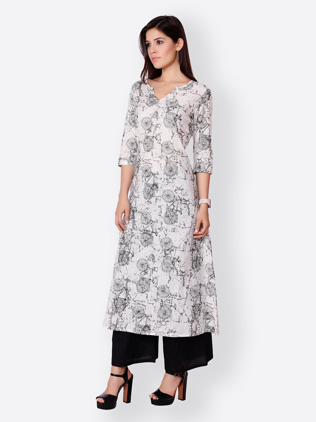 SCORPIUS WHITE PRINTED KURTA