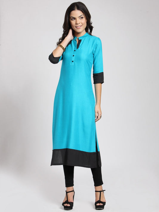 Blue Solid Kurti