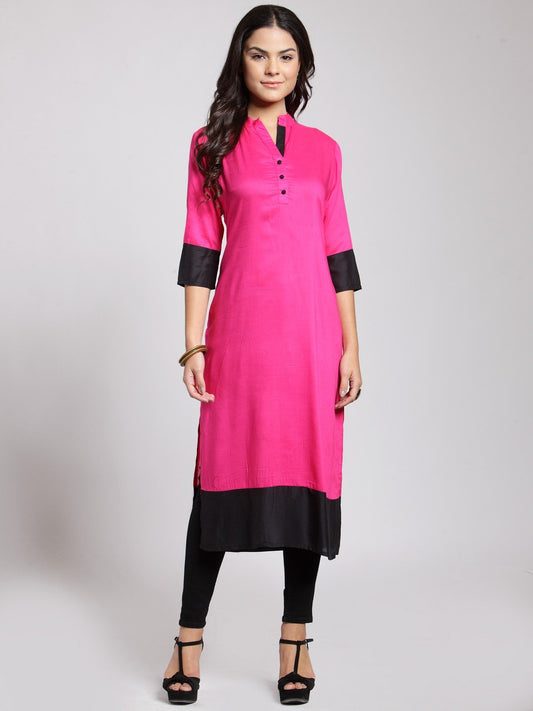 Pink Solid Kurti