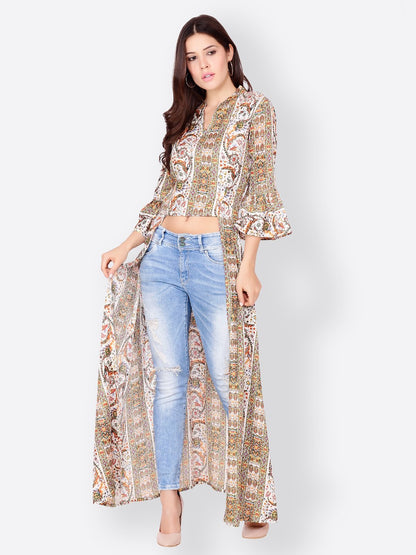 SCORPIUS BEIGE PRINTED LONGTOP
