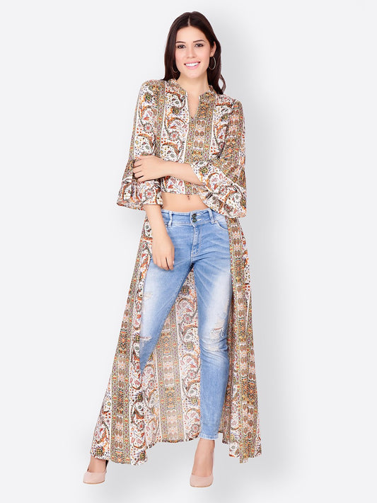 SCORPIUS BEIGE PRINTED LONGTOP