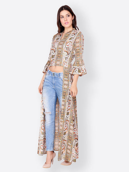 SCORPIUS BEIGE PRINTED LONGTOP