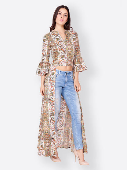 SCORPIUS BEIGE PRINTED LONGTOP