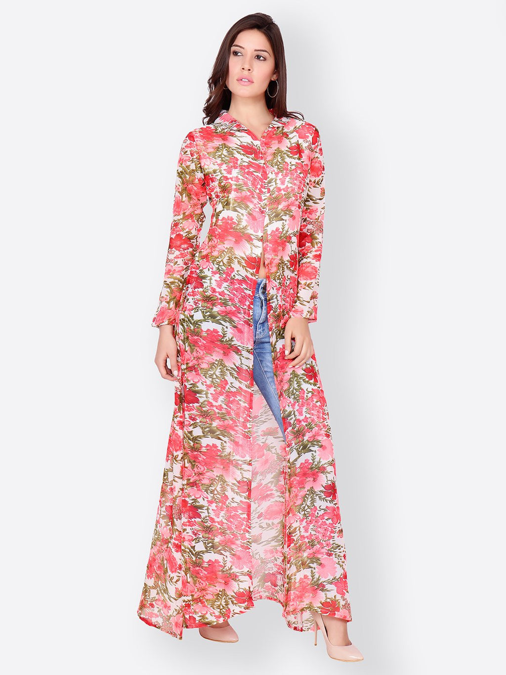 SCORPIUS ORANGE FLORAL LONGTOP