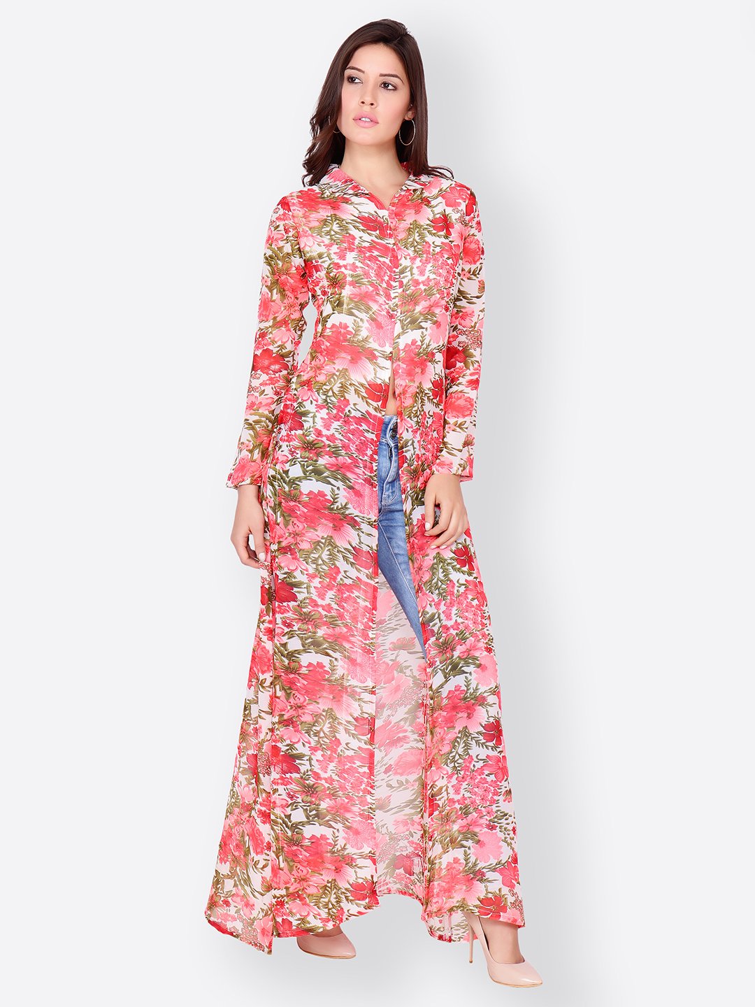 SCORPIUS ORANGE FLORAL LONGTOP