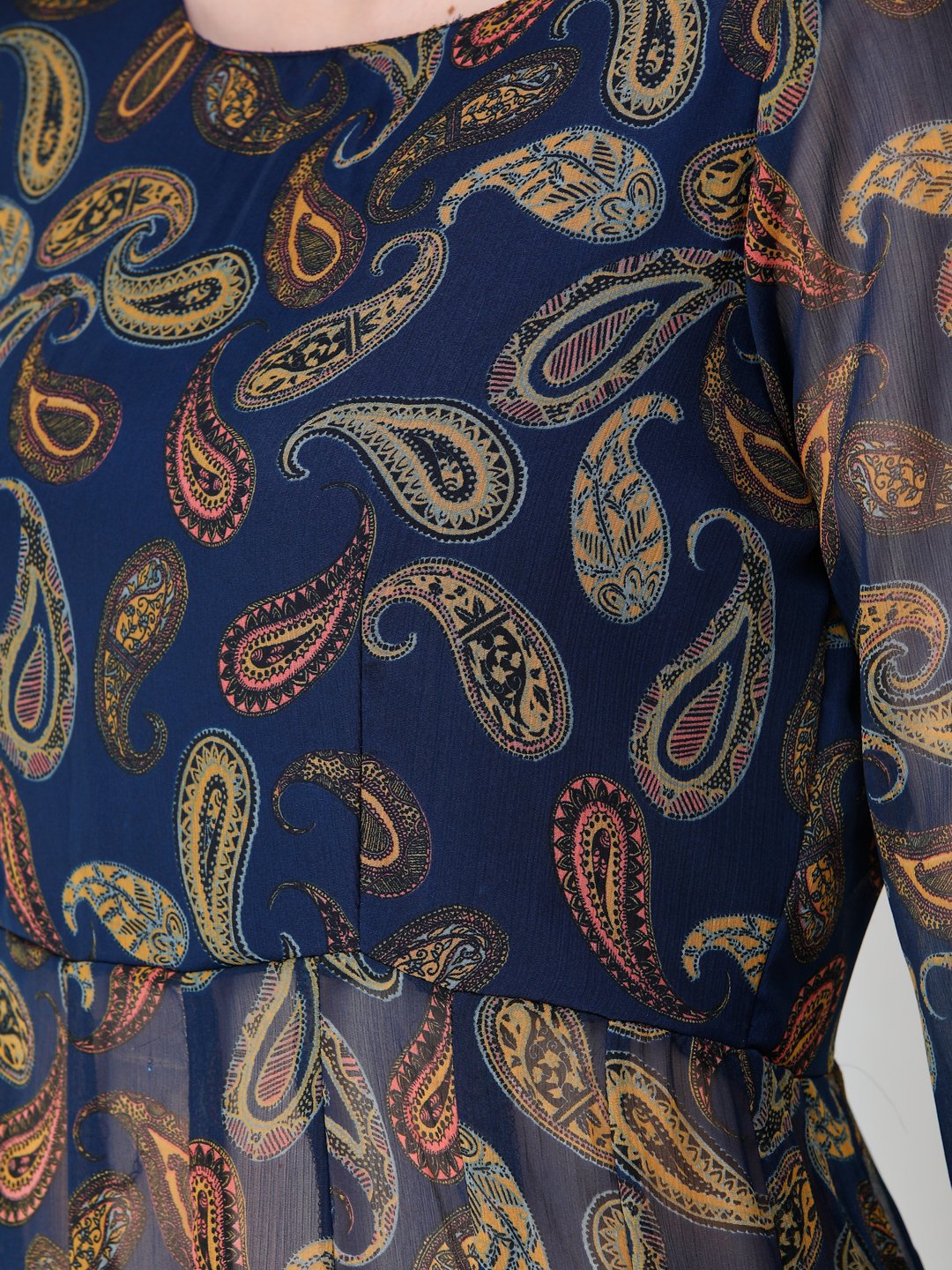SCORPIUS Navy printed side slit long top