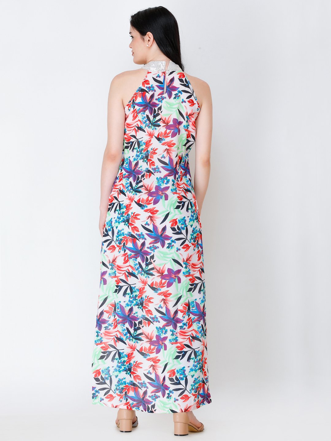 SCORPIUS floral printed front slit long top