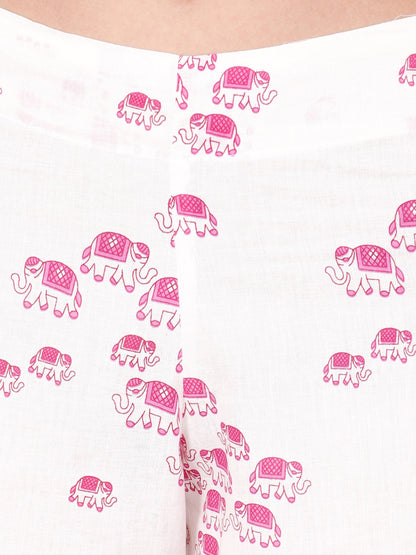 SCORPIUS white and pink printed pallazo